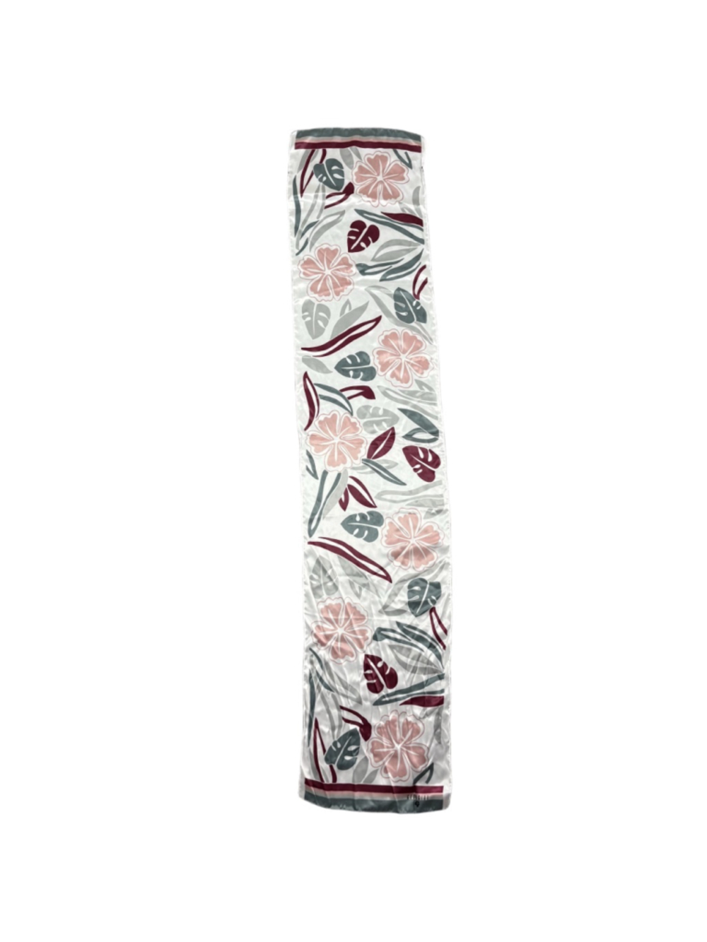 Vintage Georgiou Italy Tropical Floral Oblong Scarf Pink Gray 54x12